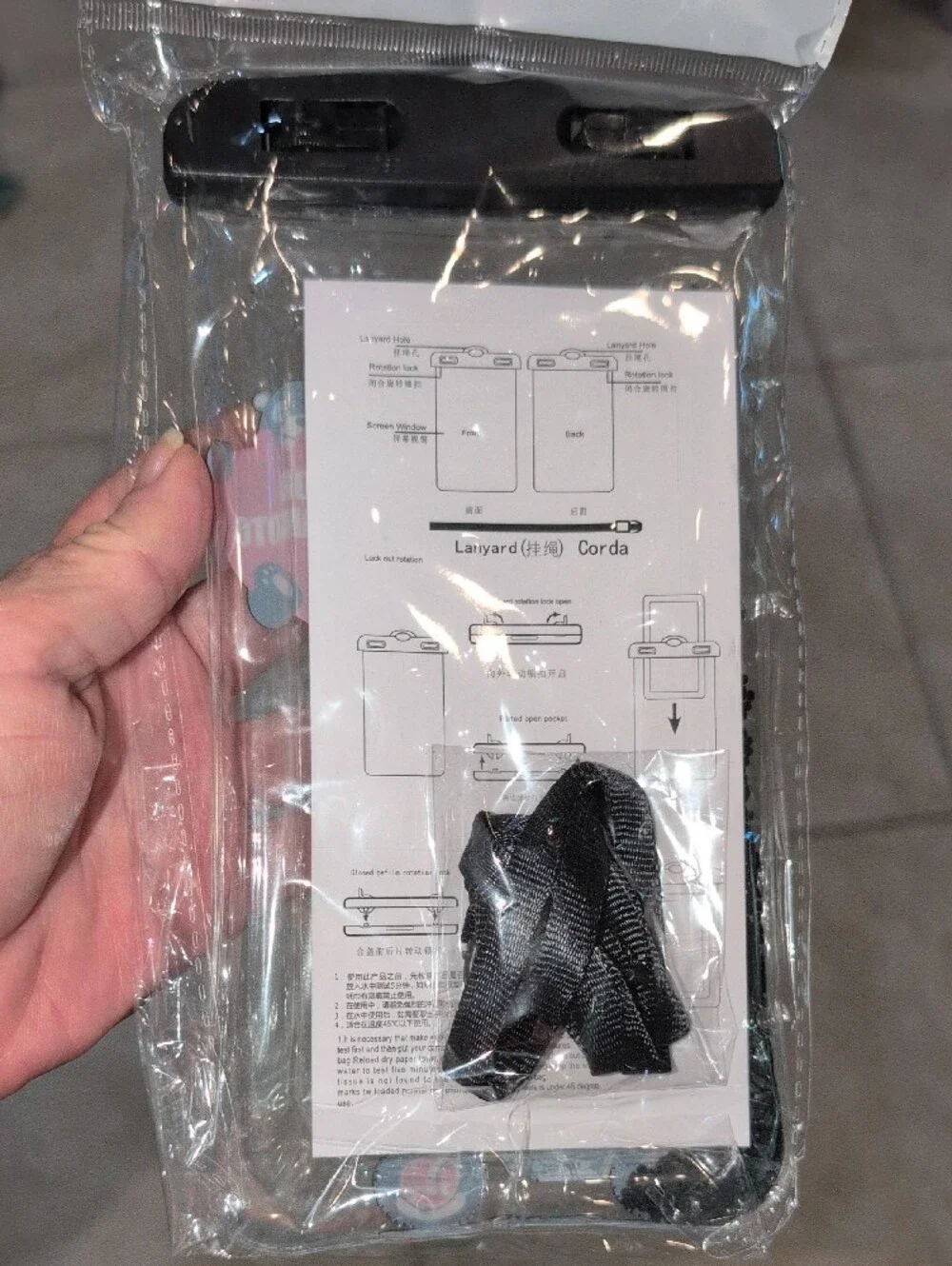 Waterproof Phone Pouch with Black Bear Design - Clear Black